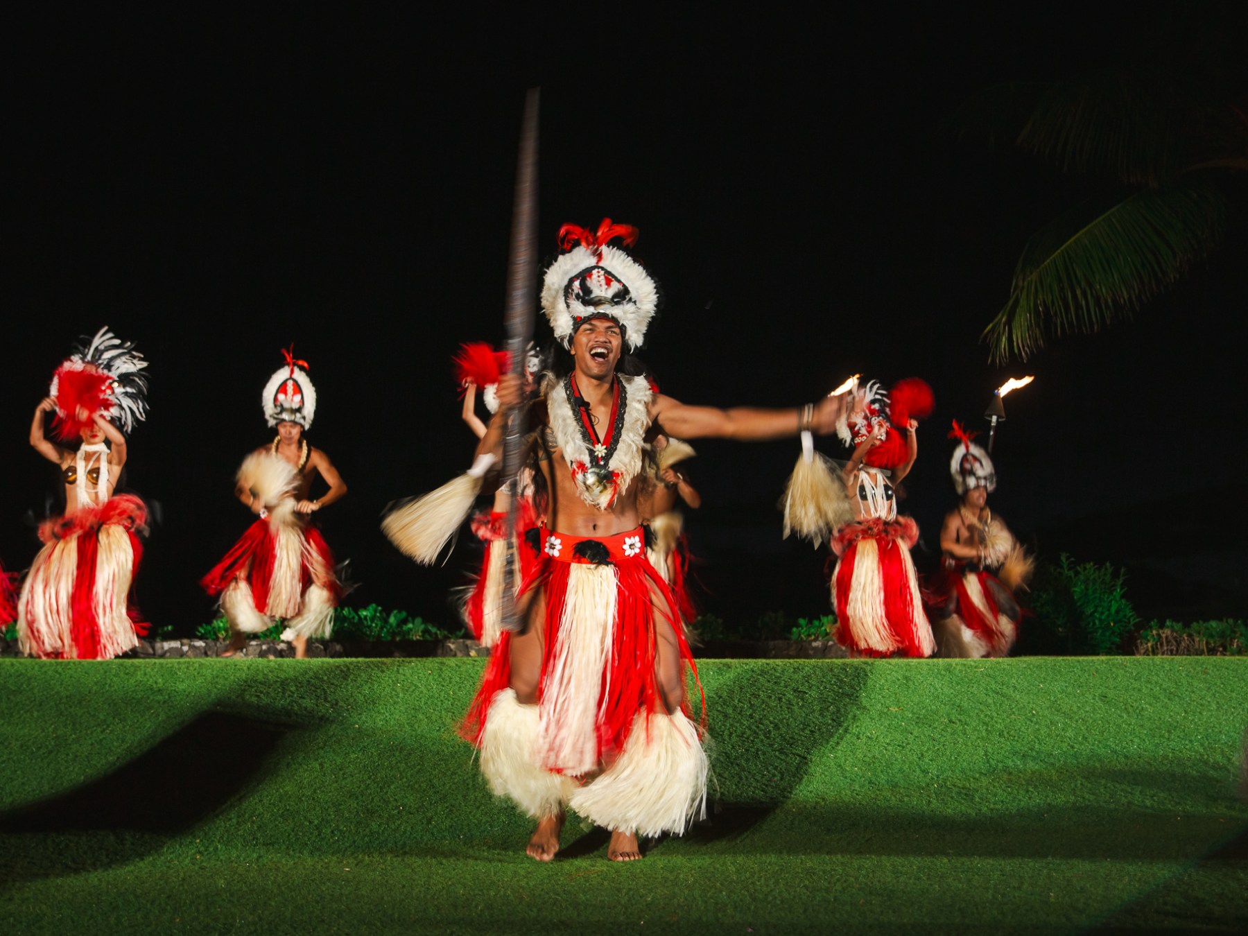 Group of Kauai Luau Men Performing a Dinner Show